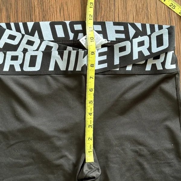 Nike Black Dri-Fit Performance Logo Waistband Leggings Black White Size Large - Image 8