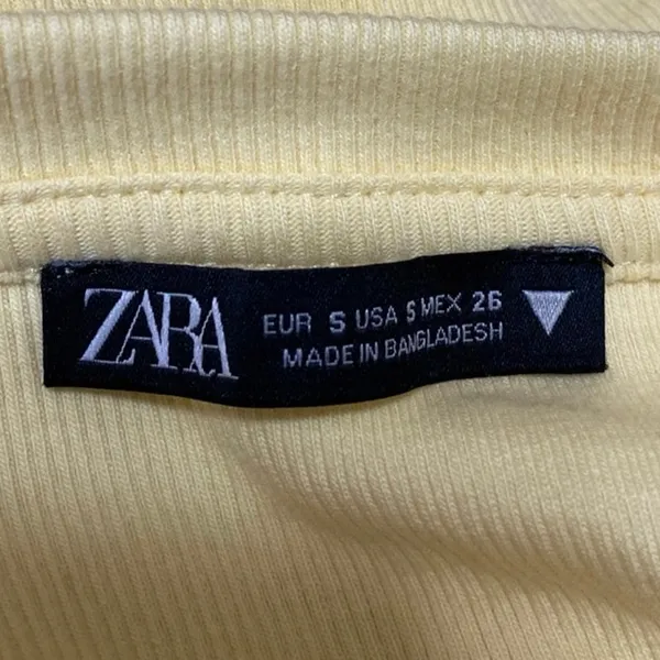 Zara Women's Yellow Rib Knit Short Ruffle Flutter Sleeve Crop Top Blouse Size S - Image 3
