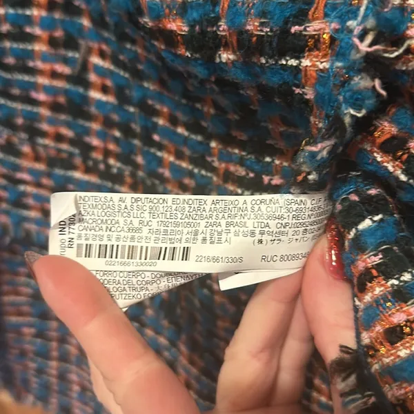 Zara Textured Fitted Boucle Blazer Multicoloured S Ss22 Ref. 2216/661 - Image 4