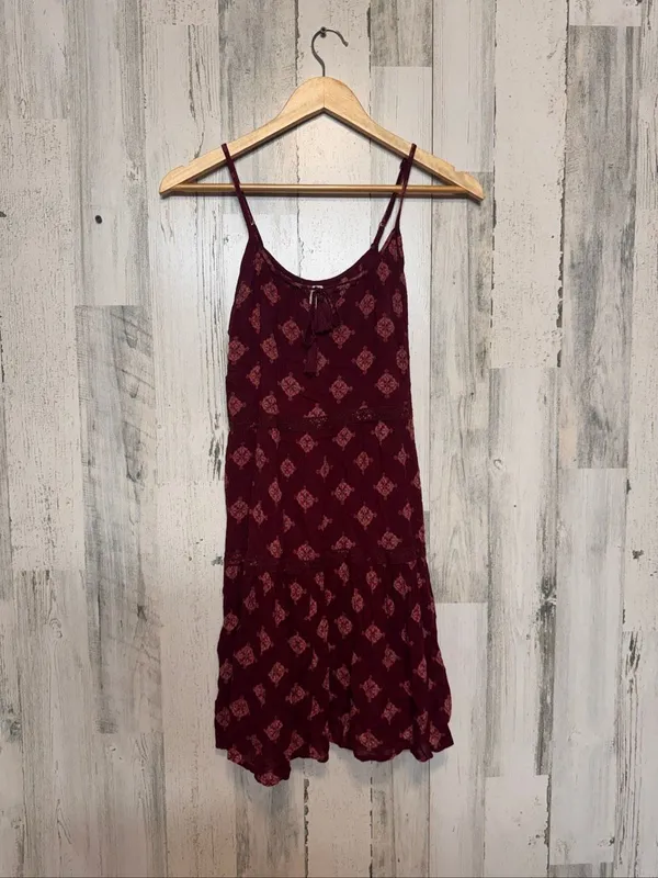 Mudd Mini Dress Womens Extra Small Maroon Red Medallion Tiered Boho Cami Dress - Image 2
