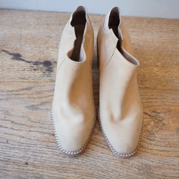 Jeffrey Campbell x Free People Size 7.5 Ankle Bootie Heels Tan Leather Boho - Image 2