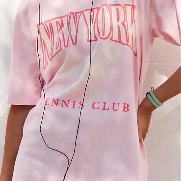 Free People x‎ Original Retro Brand Pink NYC Boyfriend Tee size Small - Image 4