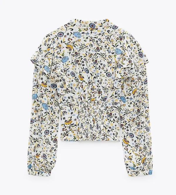 ZARA Printed Blouse with Bow - Image 5