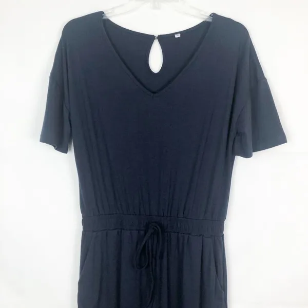 Women's Short Sleeve Blue Jumpsuit Size Medium - Image 3