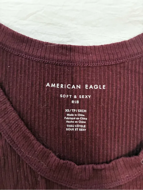 American Eagle Outfitters Ribbed Tank Top - Burgundy - Image 2