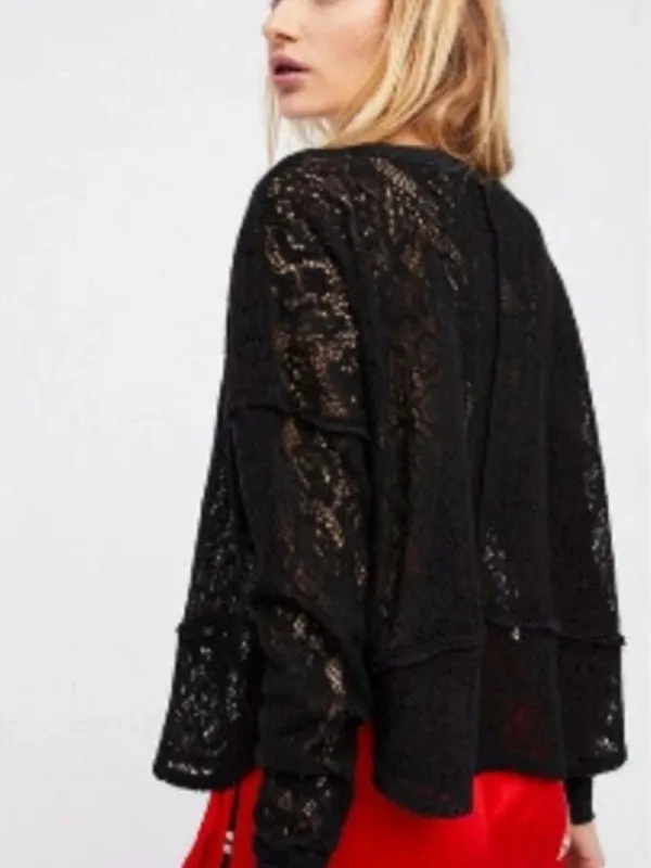 FREE PEOPLE Womens Top Not Cold In This Long Sleeve Soft Black Size S - Image 11