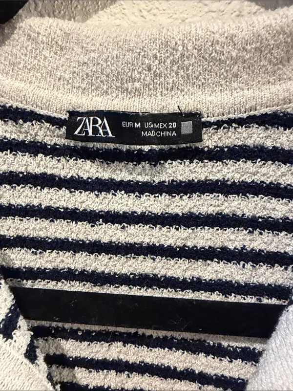 Zara Navy and White Striped Terry Mini Dress - Image 2