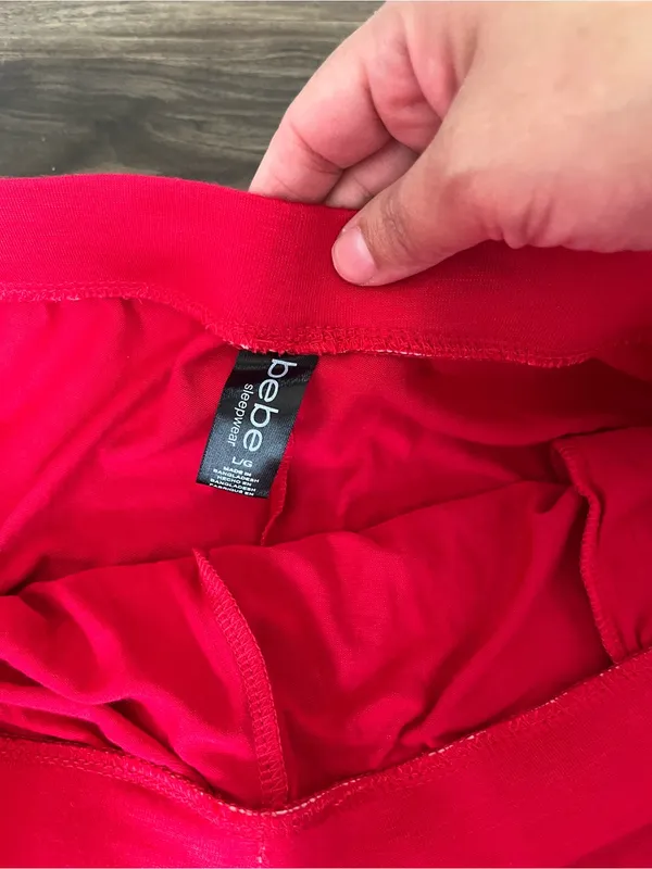 Bebe Rhinestone Red Loungewear‎ Pants Pockets Large New - Image 3