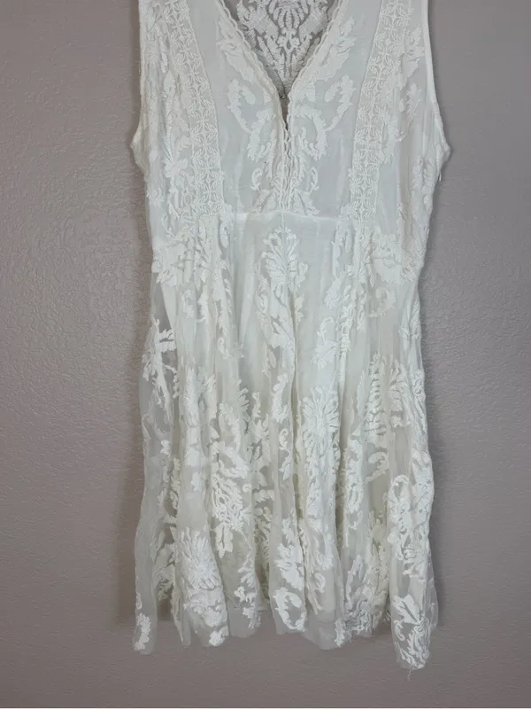 Vintage Free People Reign Over Me Lace Skater Mini Dress White size 8 $128 - Image 7