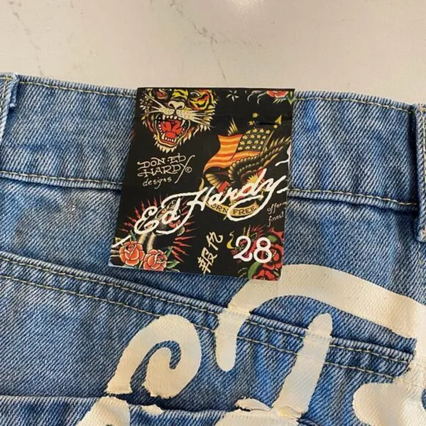 Ed Hardy NWT Y2K ‎ Love Eternal Denim Shorts Size 28 - Image 7