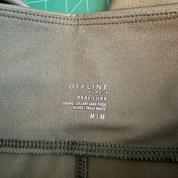 Offline by Aerie Women M Olive Green Faux Leather Leggings High Rise Athleisure - Image 8