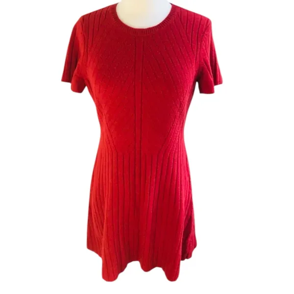 Theory 100% cashmere and wool red pullover sweater mini dress - Image 3
