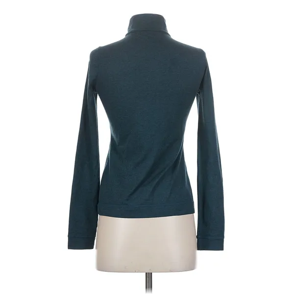 Vuori Teal Heather Half Zip Mock Neck Long Sleeve Performance Pullover Small - Image 5