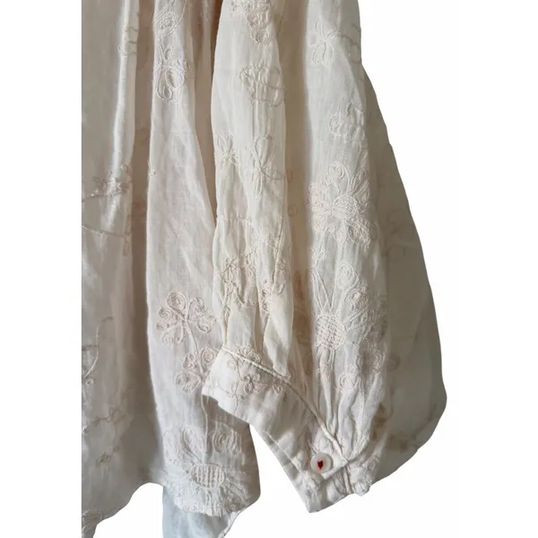 Anthropologie Pilcro Tavi Embroidered Button Down Blouse Bisque Women's Small‎ - Image 7