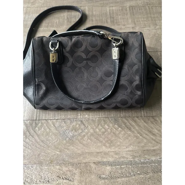Coach Madison Op Art sateen black mini‎ satchel - Image 7