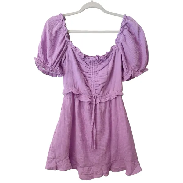 Show Me Your Mumu Sophie Mini Dress Bright Lilac Size XS Cotton Gauze - Image 3