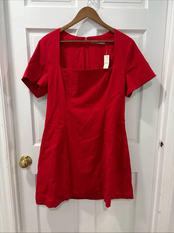 Abercrombie & Fitch Women’s Short Sleeve Skimming Square Neck Dress XL Red NWT - Image 3