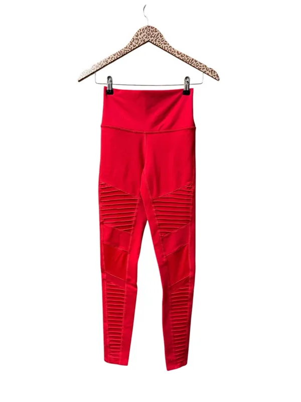 ALO Yoga Leggings Moto Airbrush Active Workout Pants Red XS Gym Pilates Fitness - Image 2