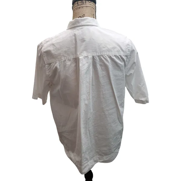 HD In Paris Anthropologie‎ Womens White Cotton Short Sleeve Button Down Shirt 4 - Image 2