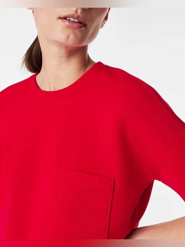 Spanx AirEssentials cropped pocket shorts sleeve top red size XL - Image 3