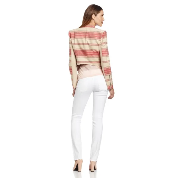 NEW BCBGMAXAZRIA Abbey Cropped Relaxed‎ Blazer Jacket Red Multi Coastal Office - Image 6