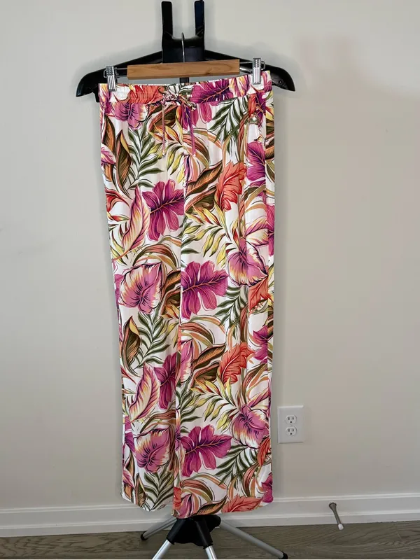 CeCe Tropical Floral Wide Leg Pull-On Pants – XS - Image 2
