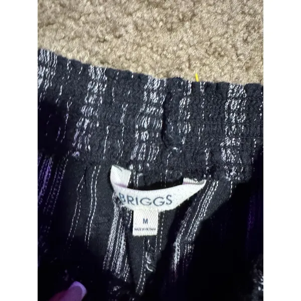 Briggs Womens Black White Striped Smocked Waist Tassel‎ Shorts Size M - Image 4