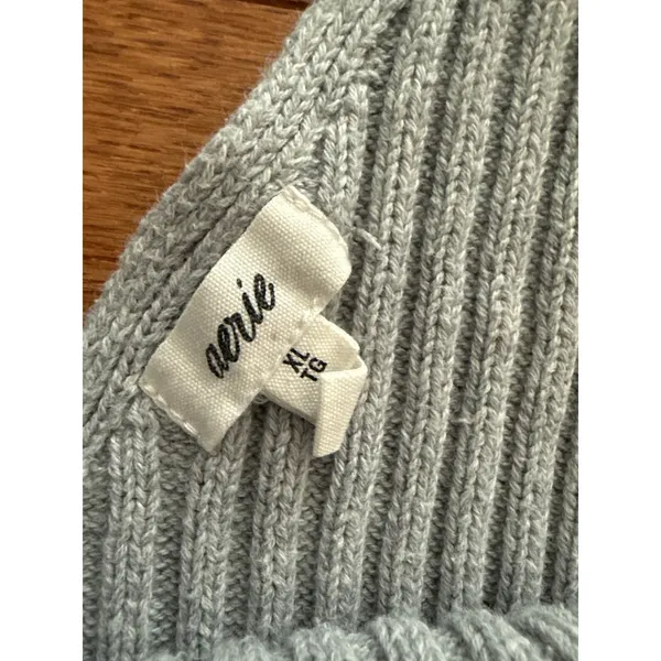 Aerie Womens XL Gray Ribbed Knit V-Neck Cropped Sweater Tank Top‎ minimalist - Image 3