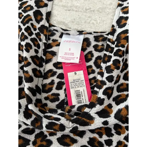 Xhilaration‎ Leopard Print Swim Cover Up Top Pom Pom Trim Back Tie Womens Small - Image 6