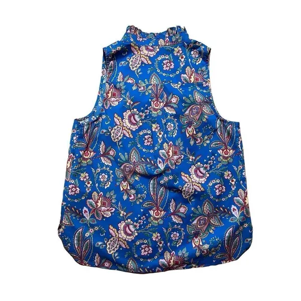 J. Crew‎ Liberty Floral Belle Ruffle Neck Top in Flora Belle Blue Multi Sz 6 - Image 5