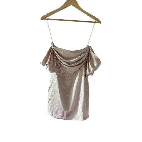 NWT Beige mini cocktail off the shoulder women’s dress size 8 - Image 9