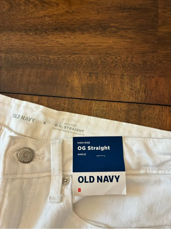 Old Navy OG Straight Jeans White Ankle Women’s 8 High-Rise Pants New NWT - Image 2