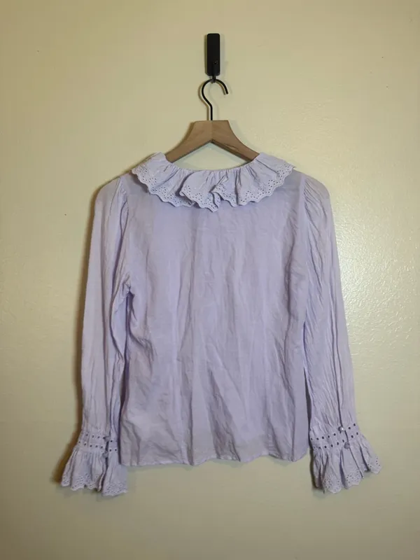 J. Crew Embroidered ruffle-collar top with‎ eyelet - Image 7