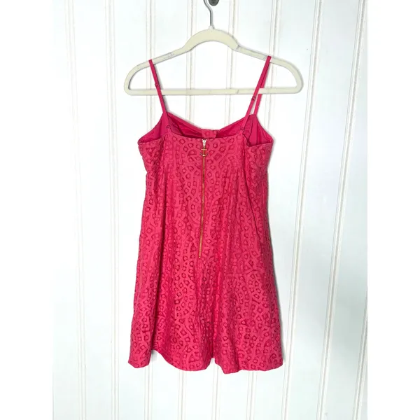 Lilly Pulitzer Pink Lace Mini Dress Sweetheart Anchor Zipper Summer Party Dress - Image 3