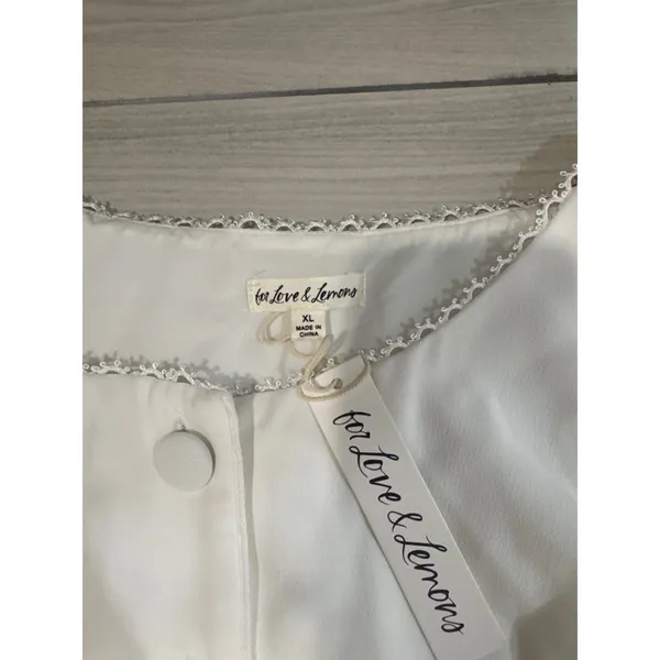 For Love & Lemons White Lace Trim Button Front Sleeveless Romper XL NWT - Image 4