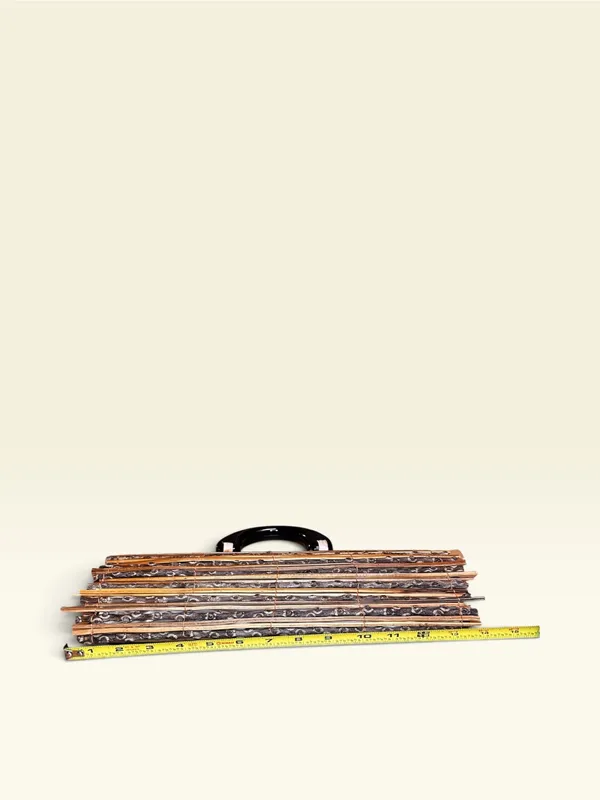 Vintage Wood Sticks & Twig Purse With Wood Handles 60's 70's Bag Boho Rockabilly - Image 9