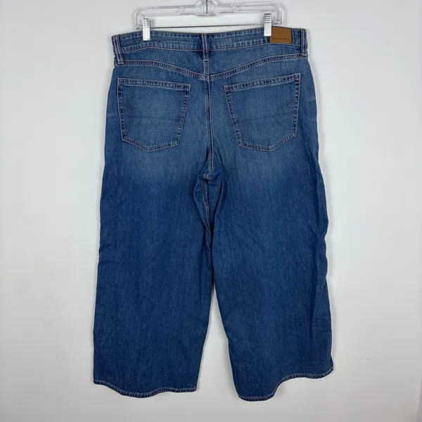 American Eagle Stretch Super High Rise Baggy Wide Leg Jeans Medium Wash Size 18S - Image 5