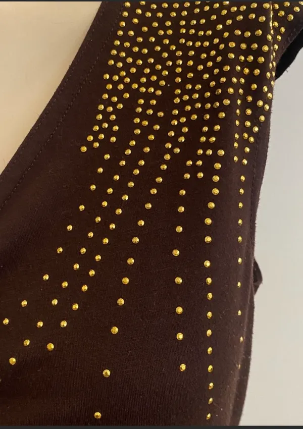 Beaded Gold & Brown Top Size M - Image 2