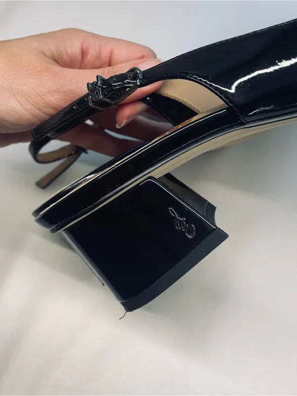 Sam Edelman Terra Slingback Block Heel Pumps Black Patent Square Toe 9.5 - Image 7