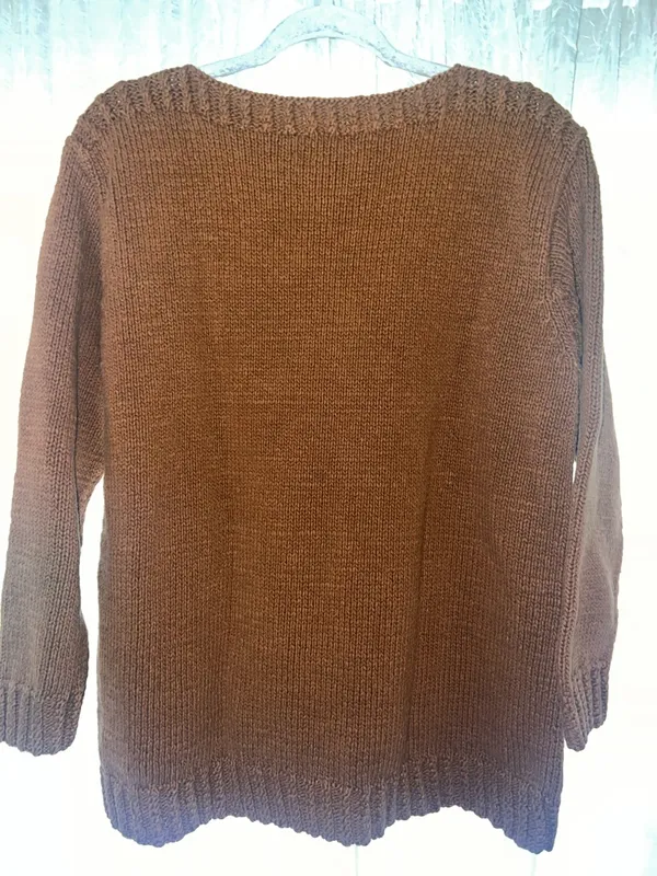 Vintage Lauren Ralph Lauren Hand Knit Sweater Brown Cotton Saddle Shoulder Y2K M - Image 2