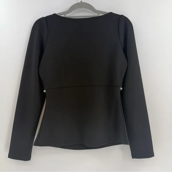 Boston Proper Pearl Rhinestone Sweetheart Notch Top Black S NWT - Image 5