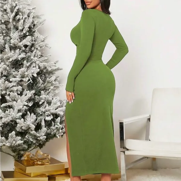 SHEIN Green Maxi Dress with Cutout and Slit - Image 3