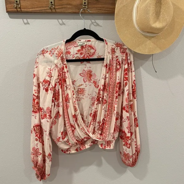 Sky and Sand pink‎ and cream blouse size Medium - Image 3