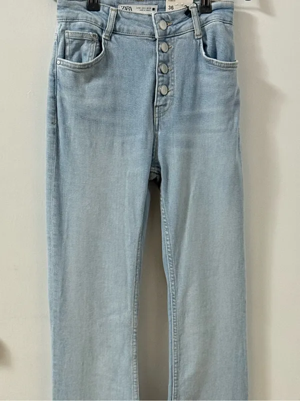 Zara Light Blue High-Rise Wide Leg Jeans NWT - Image 4