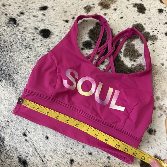 LULULEMON‎ x SOULCYCLE Free to Be Serene Bra Longline In Ripened Raspberry Sz 4 - Image 7