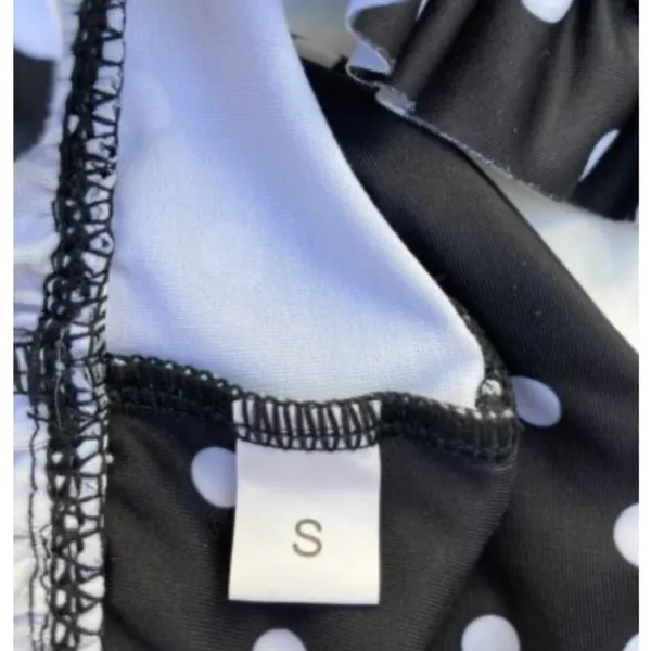 Black and White Polka Dot‎ Bikini Top with ruffle trim size small - Image 3