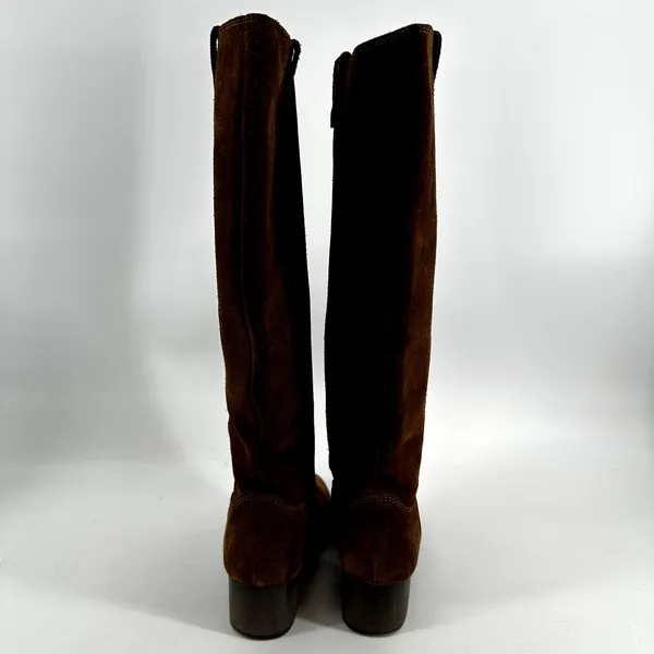 J.Crew Piper Knee-High Boots Suede Leather Almond Toe Western Pull On Camel 5 - Image 5