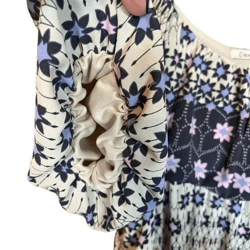 NWT DEX Maxi Dress 1X Navy Floral Boho Tiered‎ Puff Elastic Sleeves Flowy Spring - Image 10