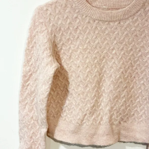 Lululemon Alpaca Wool-Blend‎ Crosshatch Spring Sweater Light Pink Size XS - Image 3
