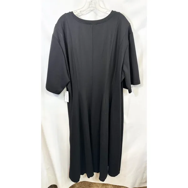 Eloquii Plus Sz 24 Maxi‎ Dress Heavy Black Short Sleeve Princess Seam Formal 197 - Image 2